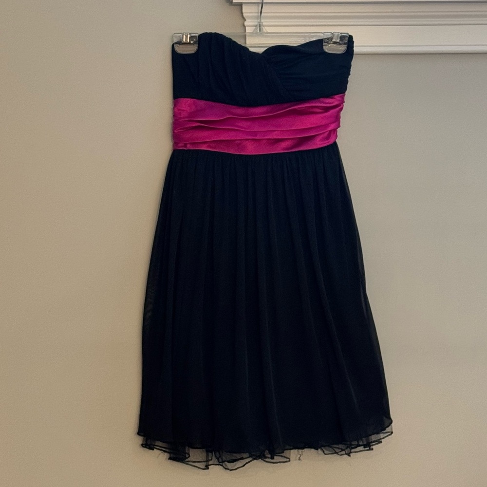 Black and Pink Strapless Dress